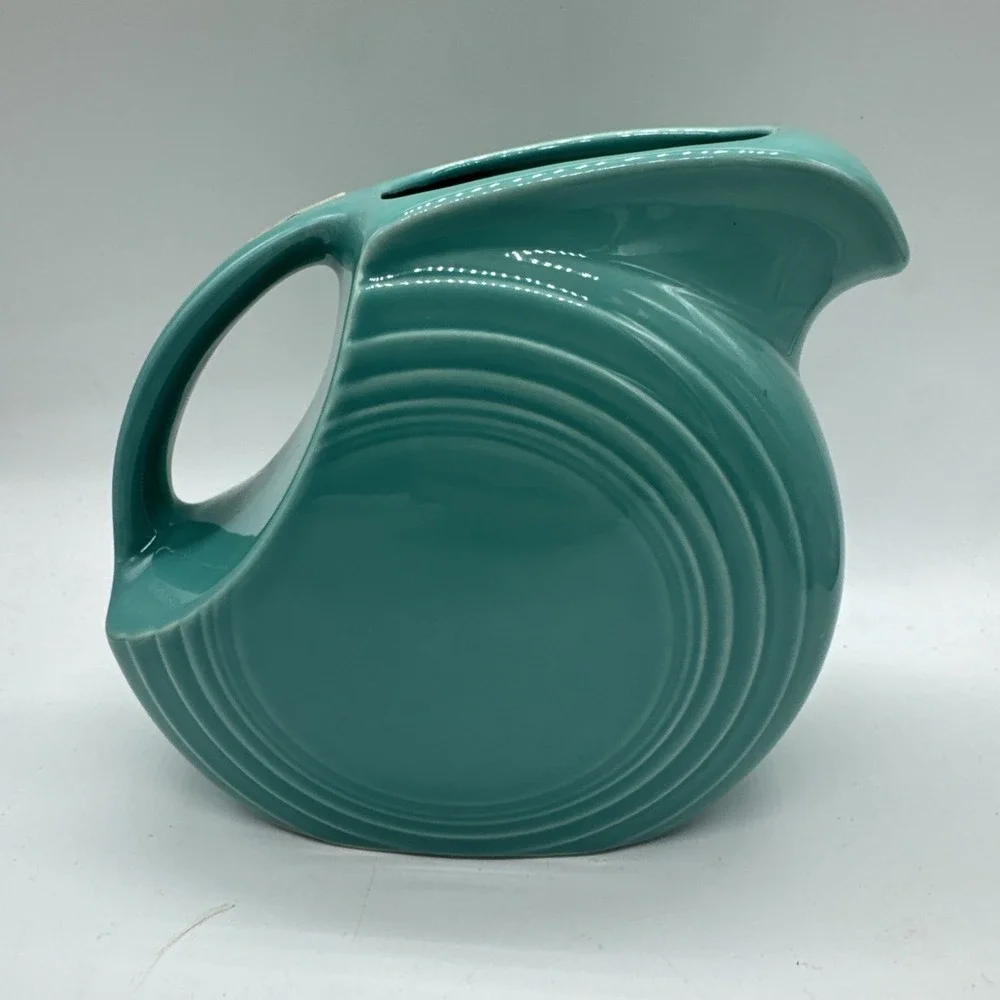 Fiesta Betty Crocker Small Disk Pitcher Dancing Lady Pristine 2004 Turquoise New